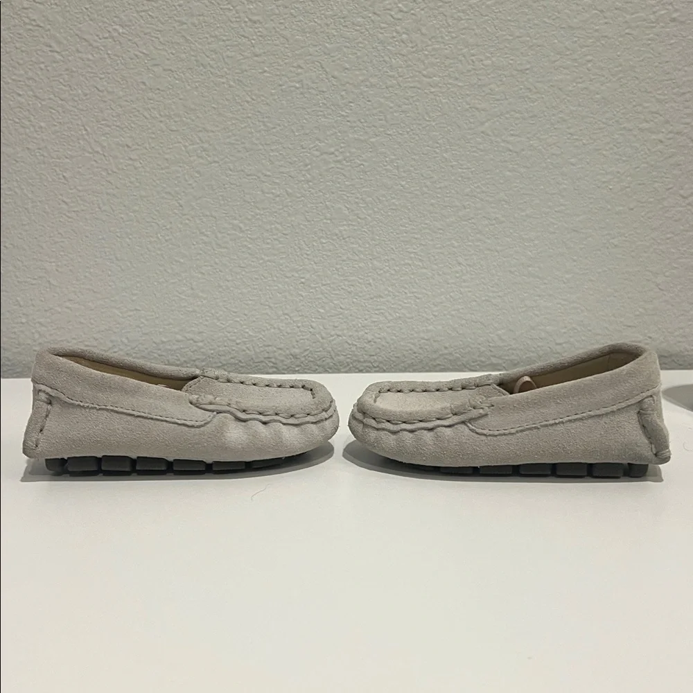 Janie and Jack Light Gray Suede Moccasins